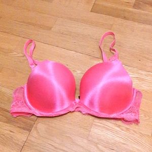 Satin n lace plunge push up